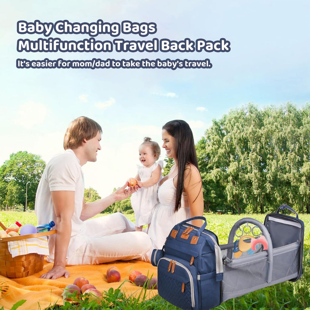 Morfone Baby Diaper Bag Backpack with Changing Station, Large Capacity Baby Bag, Waterproof Travel Backpack with USB Charging Port, Stroller Straps , Baby Shower Gifts