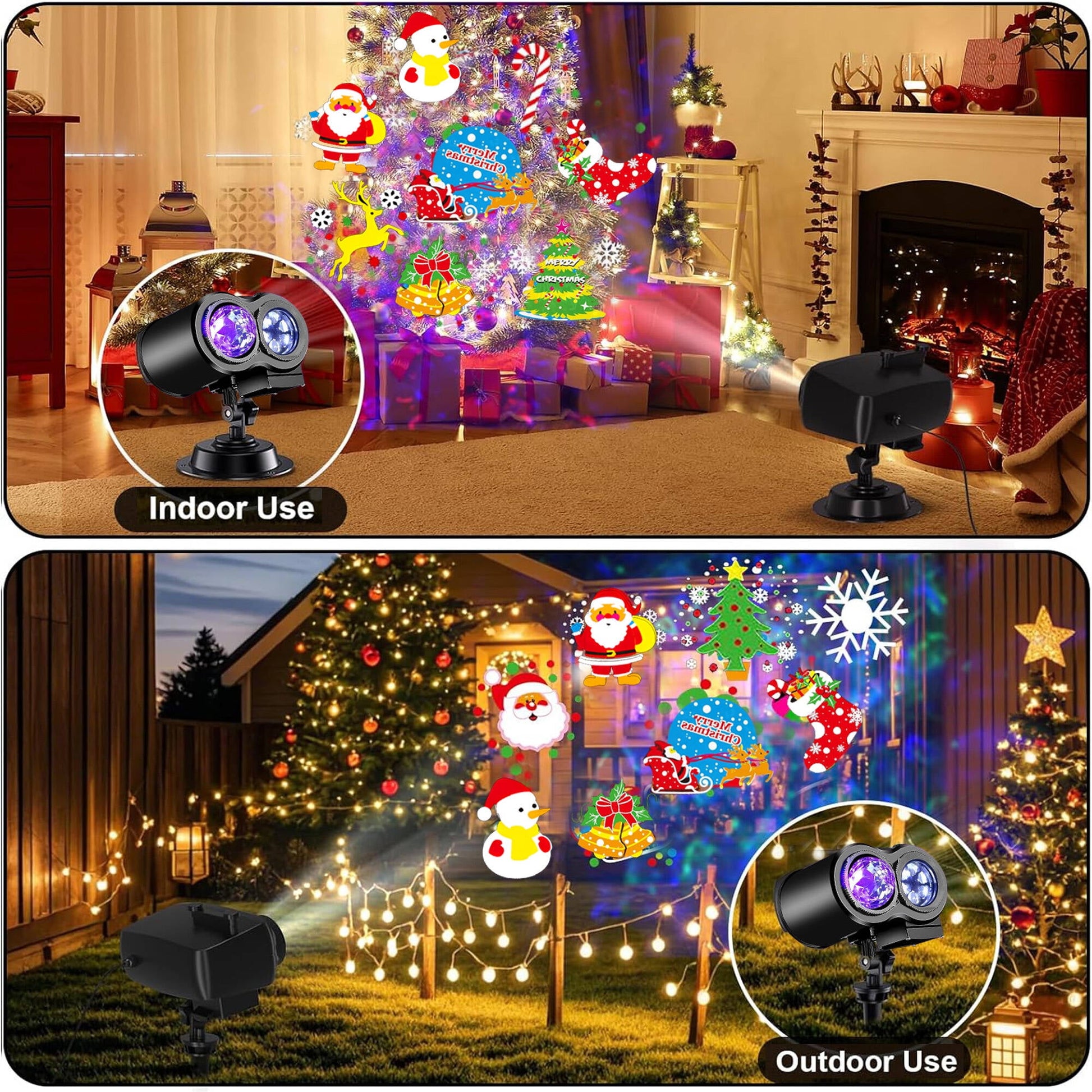 ACMETOP Christmas Projector Lights Outdoor, Dynamic Holiday Projectors with 16 HD Slides, Control, Timers, Waterproof Christmas Decorations Light for Party Garden Yard Decor