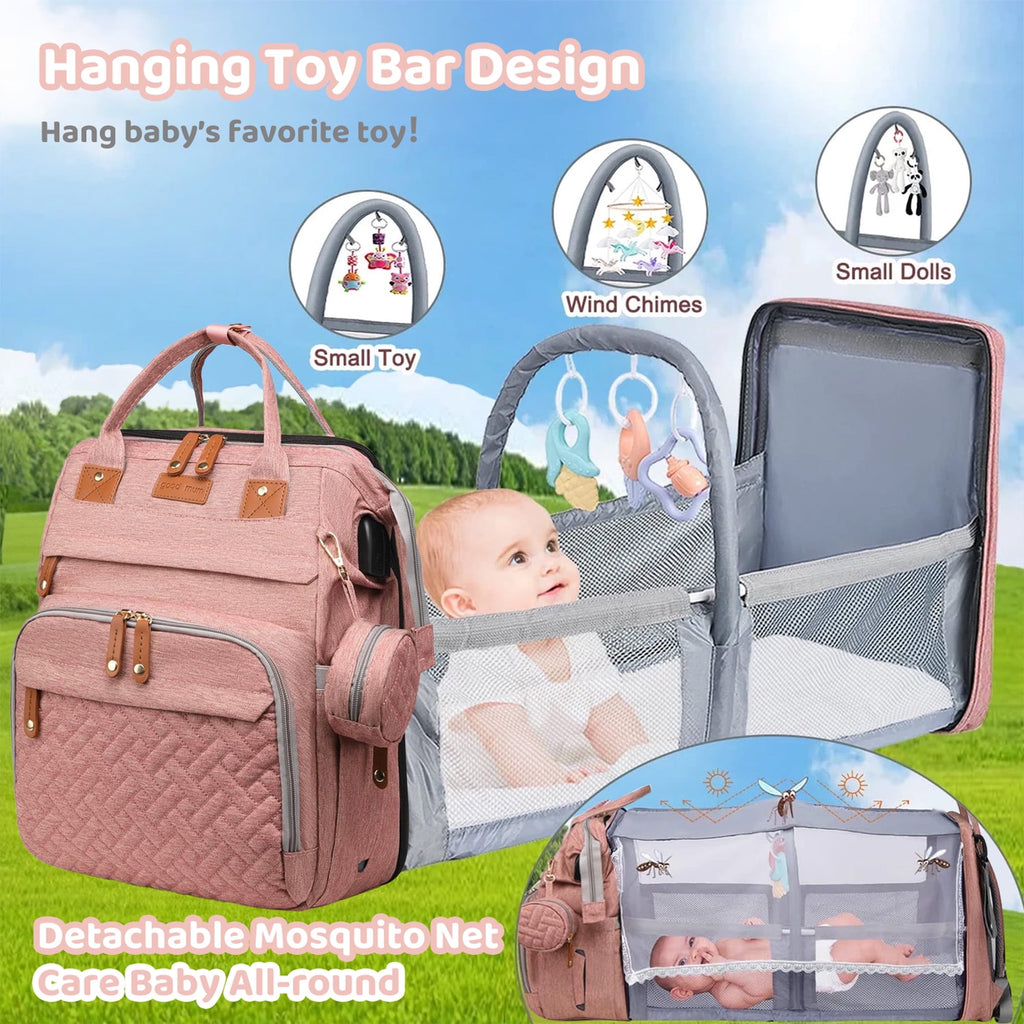 Morfone Baby Diaper Bag Backpack with Changing Station, Large Capacity Baby Bag, Waterproof Travel Backpack with USB Charging Port, Stroller Straps , Baby Shower Gifts