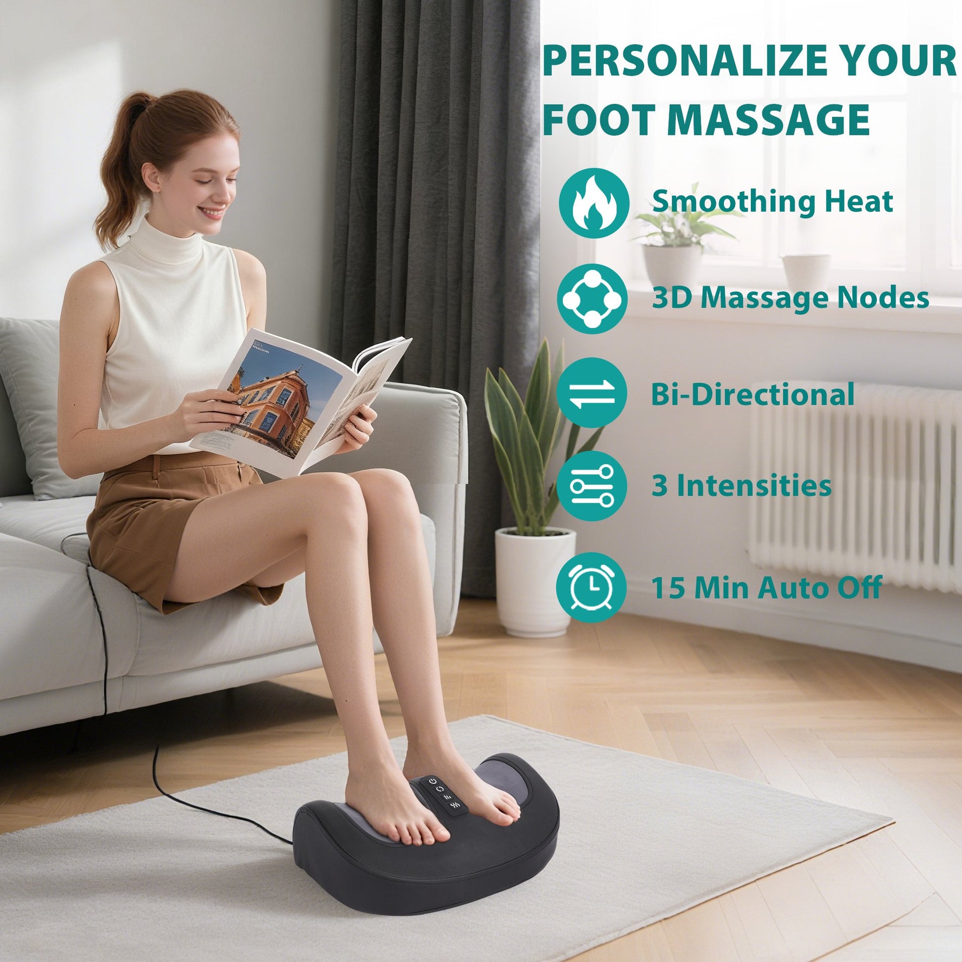 Morfone Shiatsu Foot Massager with Heat, Foot and Calf Massager with Roller, Deep Massage for Relaxation, Gifts for Women & Men, Black