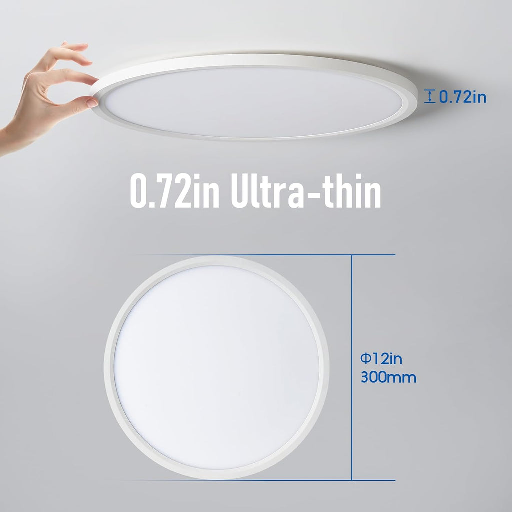 6 Pack 12 Inch Hardwired Dimmable LED Flush Mount Ceiling Light Fixtures, 24W 2640LM 3000K/4000K/5000K, House Upgrade Led Lights for Bedroom Hallway Laundry Room Rental Units