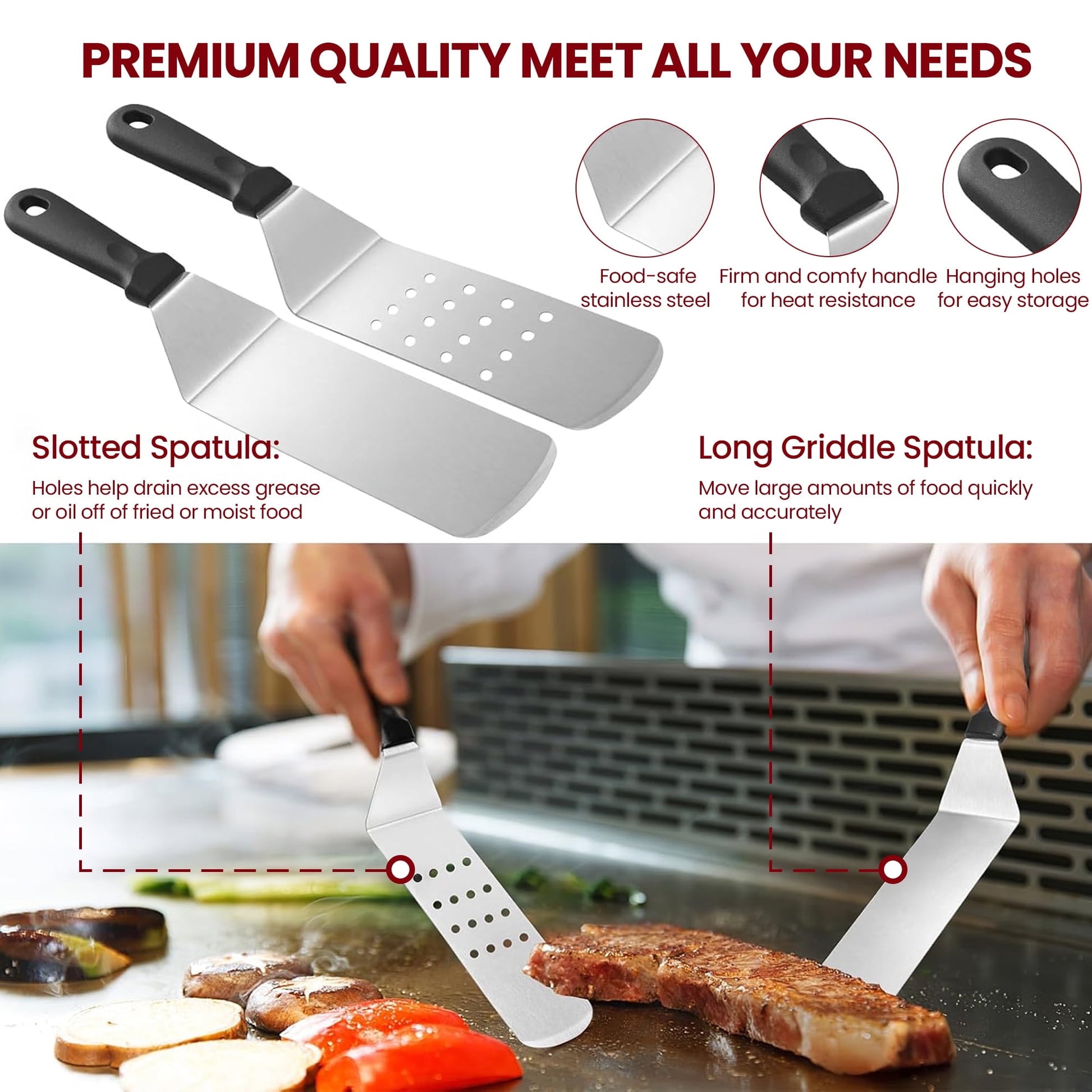 Morfone 137PCS Griddle Accessories Kit, Flat Top Grill Accessories Set for Blackstone and Camp Chef, Professional Stainless Steel Grill Tools Set for Men Women Outdoor BBQ and Camping