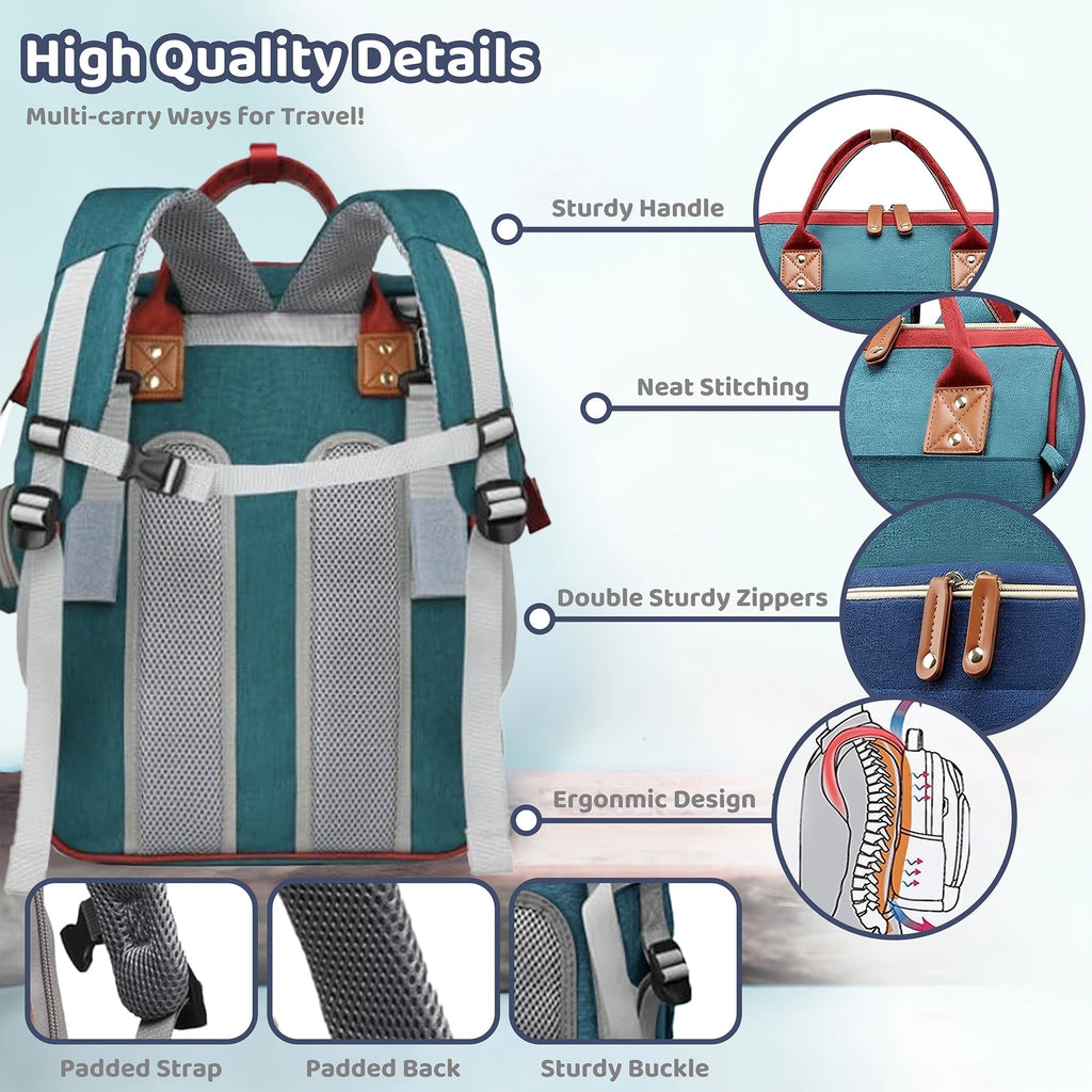 Morfone Baby Diaper Bag Backpack with Changing Station, Large Capacity Baby Bag, Waterproof Travel Backpack with USB Charging Port, Stroller Straps , Baby Shower Gifts