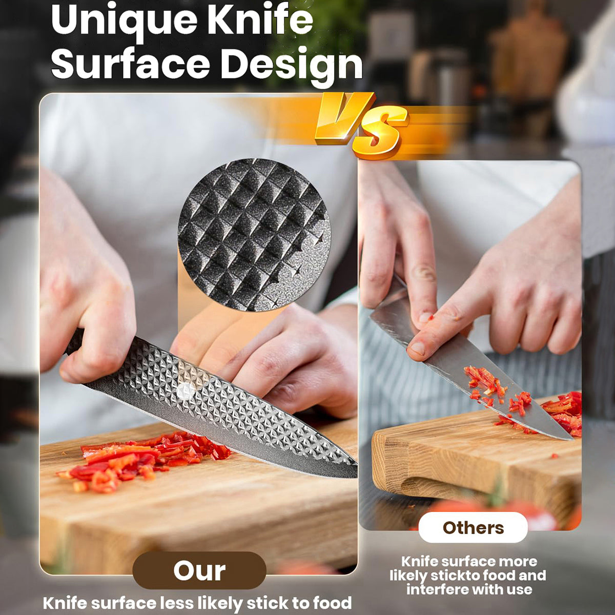 Mooues Black Knife Block Stainless Steel 7-Piece Knife Set with Sharpener. Home Kitchen Knife Set & Gift Selection