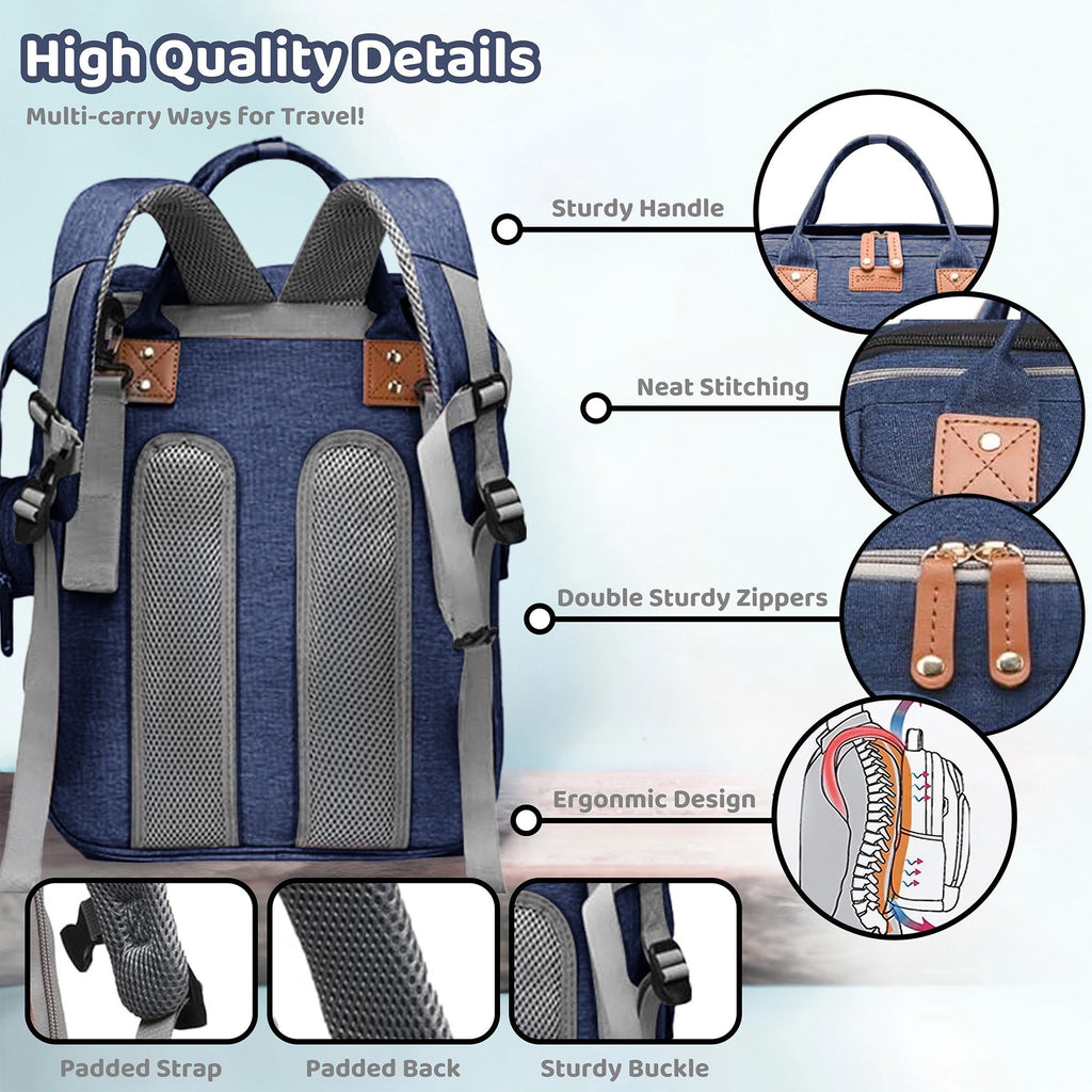 Morfone Baby Diaper Bag Backpack with Changing Station, Large Capacity Baby Bag, Waterproof Travel Backpack with USB Charging Port, Stroller Straps , Baby Shower Gifts