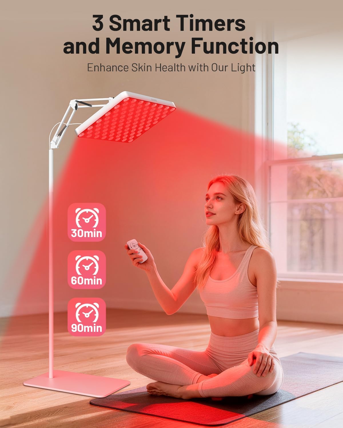 Morfone Red Light Lamp,660nm 850nm 940nm Infrared Light device with Large Panel and Adjustable Stand, Gift for Women Mom Men, White