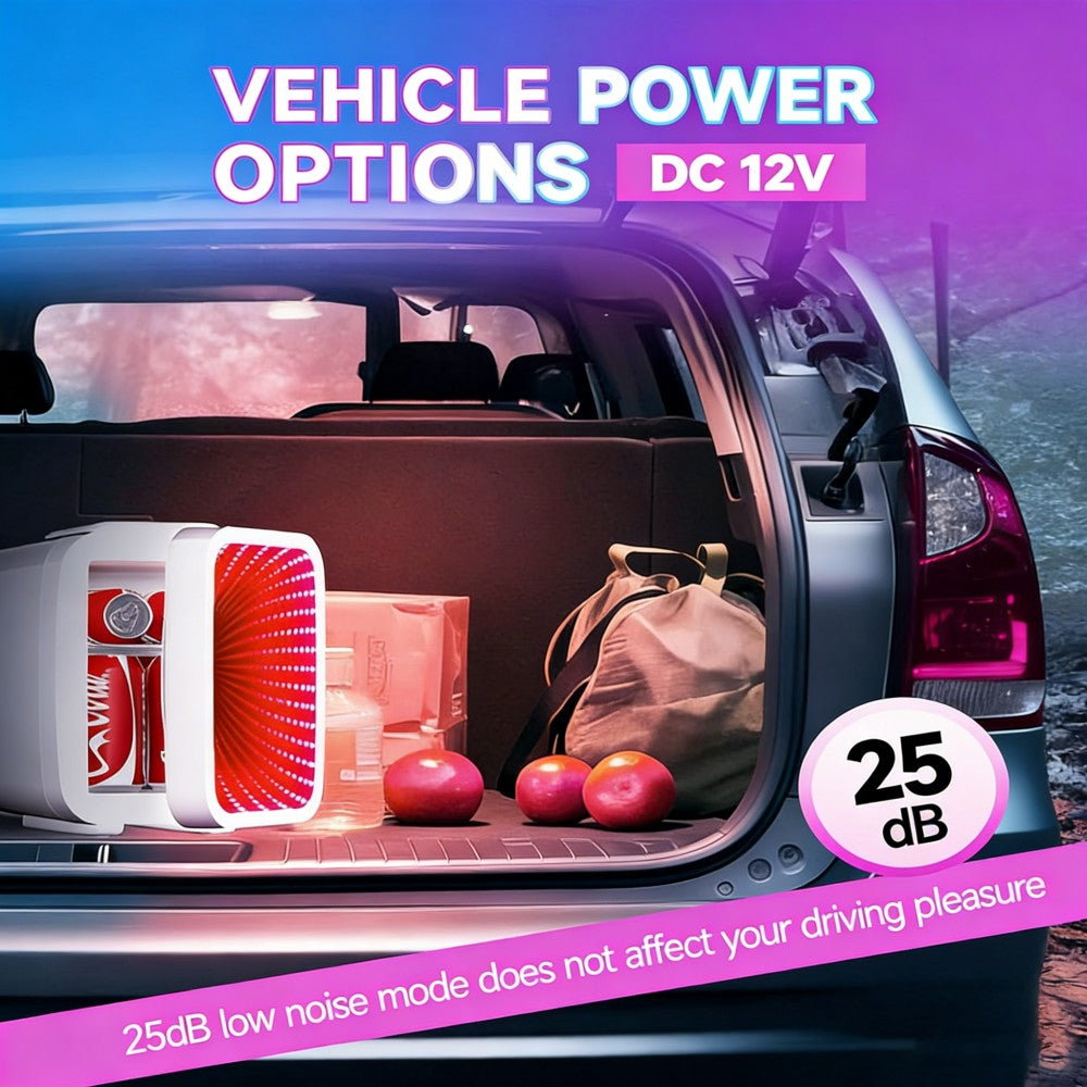 BEICHEN 4L Mini Fridge Adjustable LED Lighting Dual Temperature Operation Bedroom Office Game Room