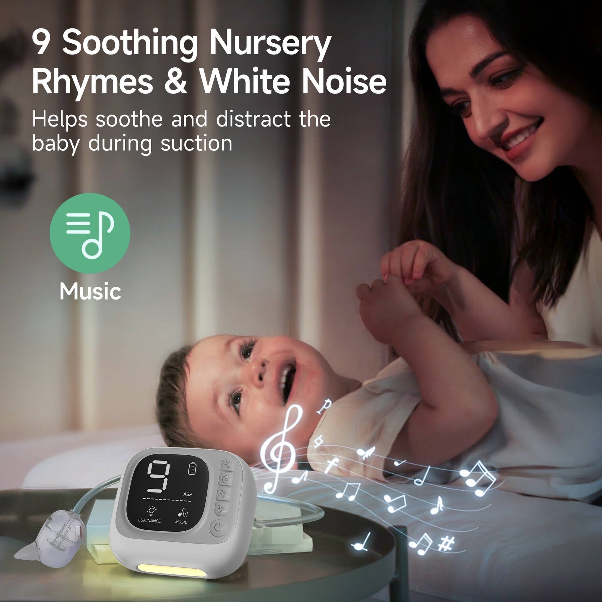 Morfone Nasal Aspirator for Baby, Electric Nose Suction for Baby with Night Light,Soothing Lullabies, Baby Nose Sucker with 9 Adjustable Suction Levels