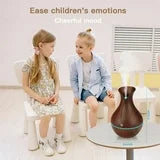 Anoak Colorful Mini Humidifier, Flower Shape Humidifier Desktop Cool Humidifier 7 colors,Super Quiet for Car, Office Room, Bedroom,etc. (Dark wood)