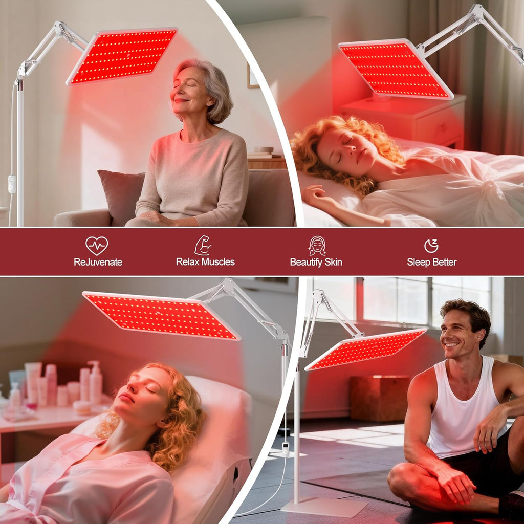 Morfone Red Light Lamp for Body Face,660nm 850nm 940nm Infrared Light device with Large Panel and Adjustable Stand, Gift for Women Mom Men,White