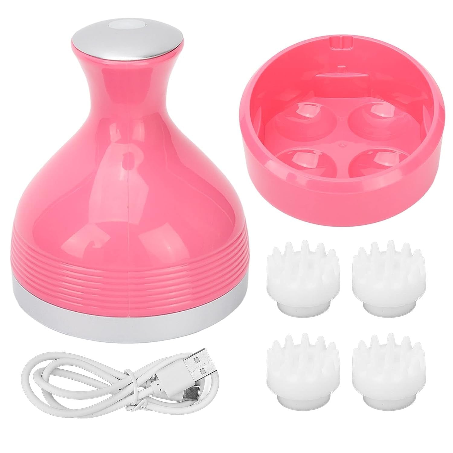 Morfone Electric Head Scalp Massager, IPX7 Waterproof Washable Kneading Electronic Scalp Massager for Cat (Pink)