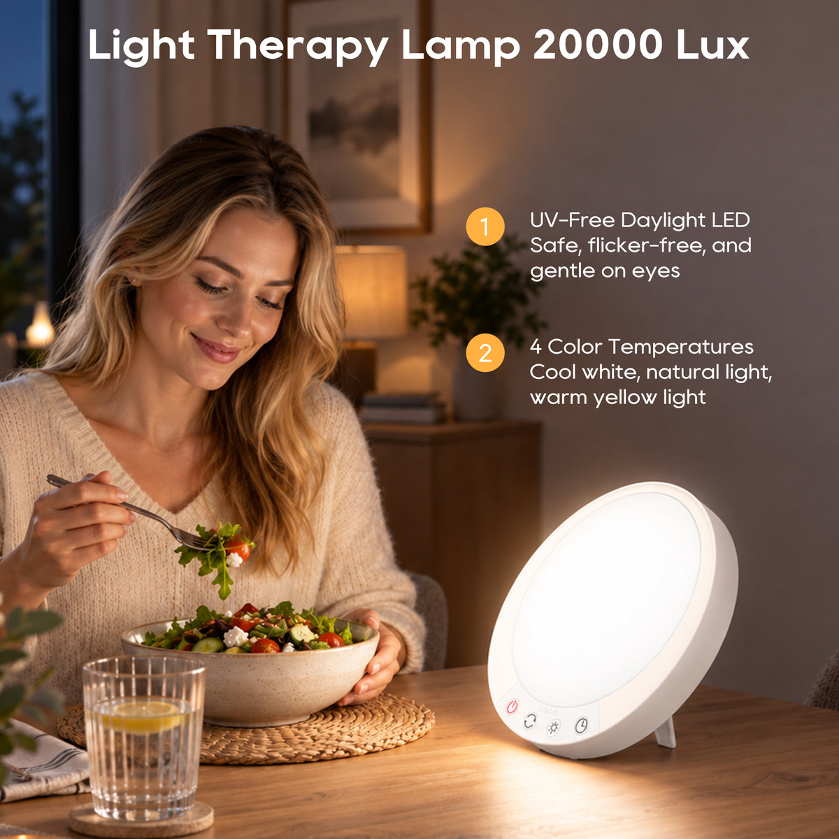 Morfone 10,000 Lux Uv-Free Sun Lamp, Full-Spectrum Happy Light Therapy Lamp For Seasonal Sad Relief And Winter Light Therapy