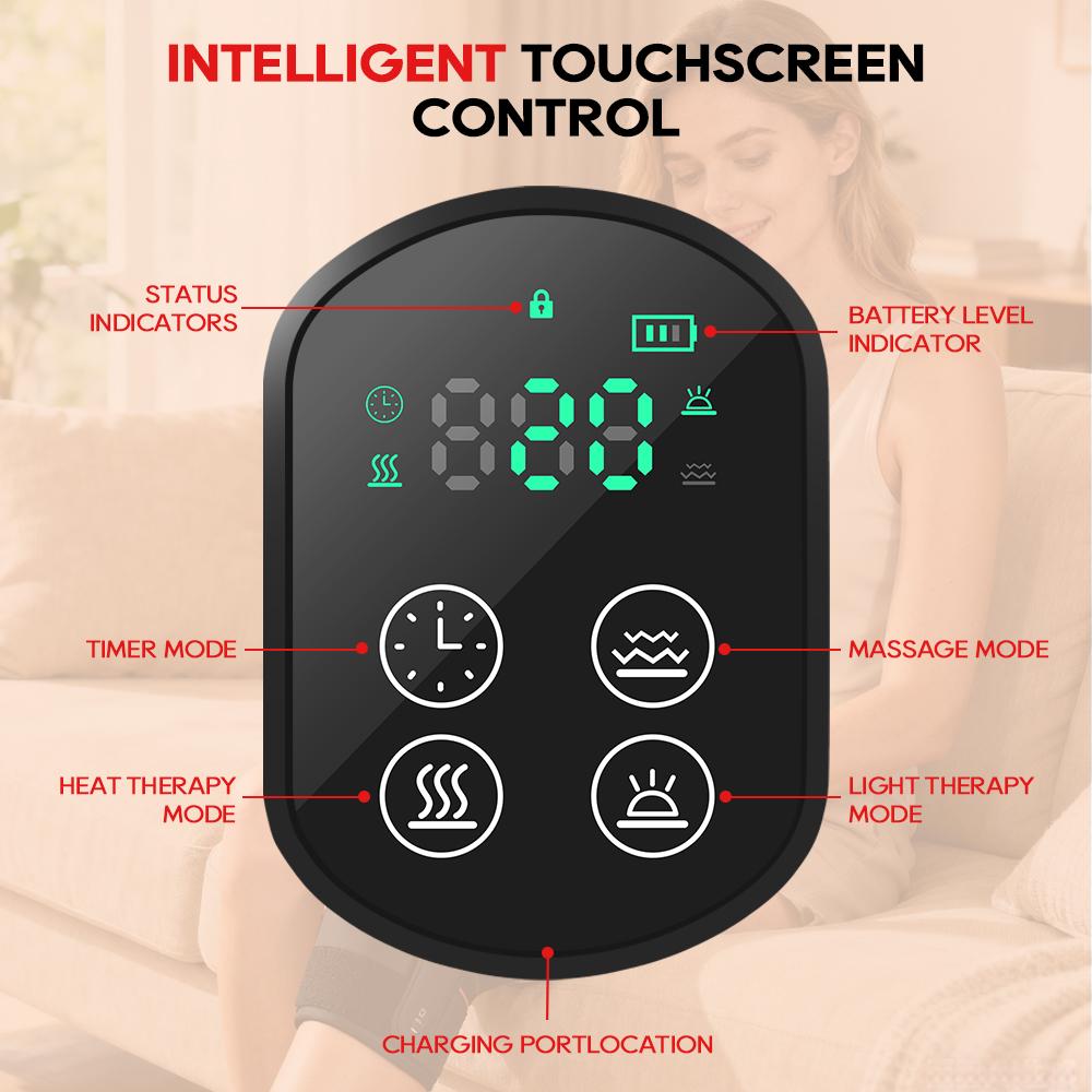 Morfone 3000mAh 660nm 850nm Infrared Red Light Therapy Device Knee Therapy Wrap 3 Vibration Modes & 4 Heating Levels