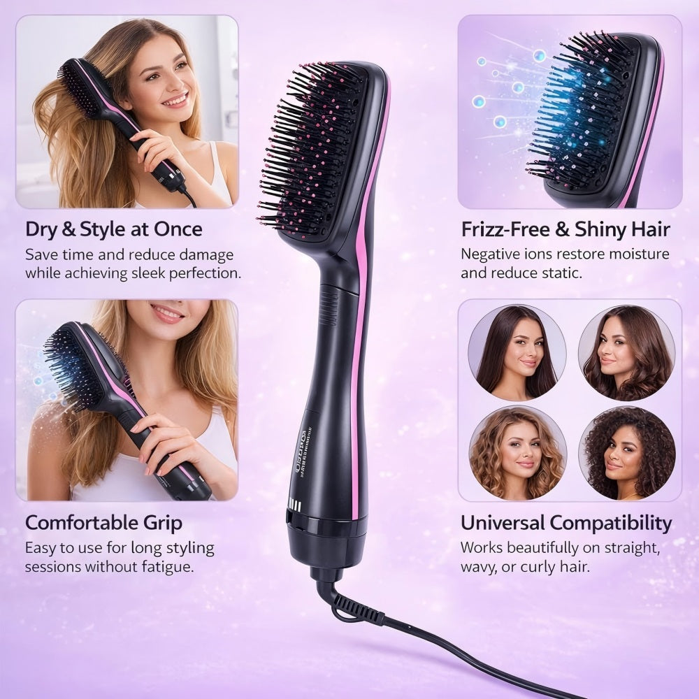 Morfone 3-in-1 Blow Dryer Comb Dries and Smoothes Hair in One Step Negative Ion Hot Air Styling Comb
