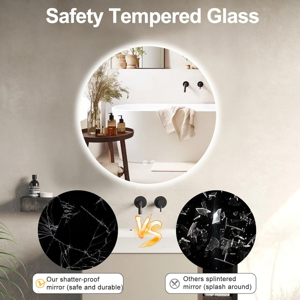 Anoak Round Black Mirror, 30 Inch Circle Black Mirror, Metal Frame Round Wall Mounted Mirrors for Bathroom, Living Room, Bedroom, Entryway, Vanity