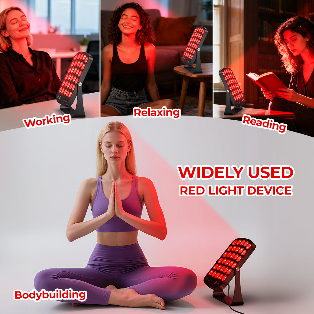 Morfone 460/590/660/850nm 4 Wavelength Infrared Light Therapy Device with makeup mirror.Red light therapy device for both facial and body care