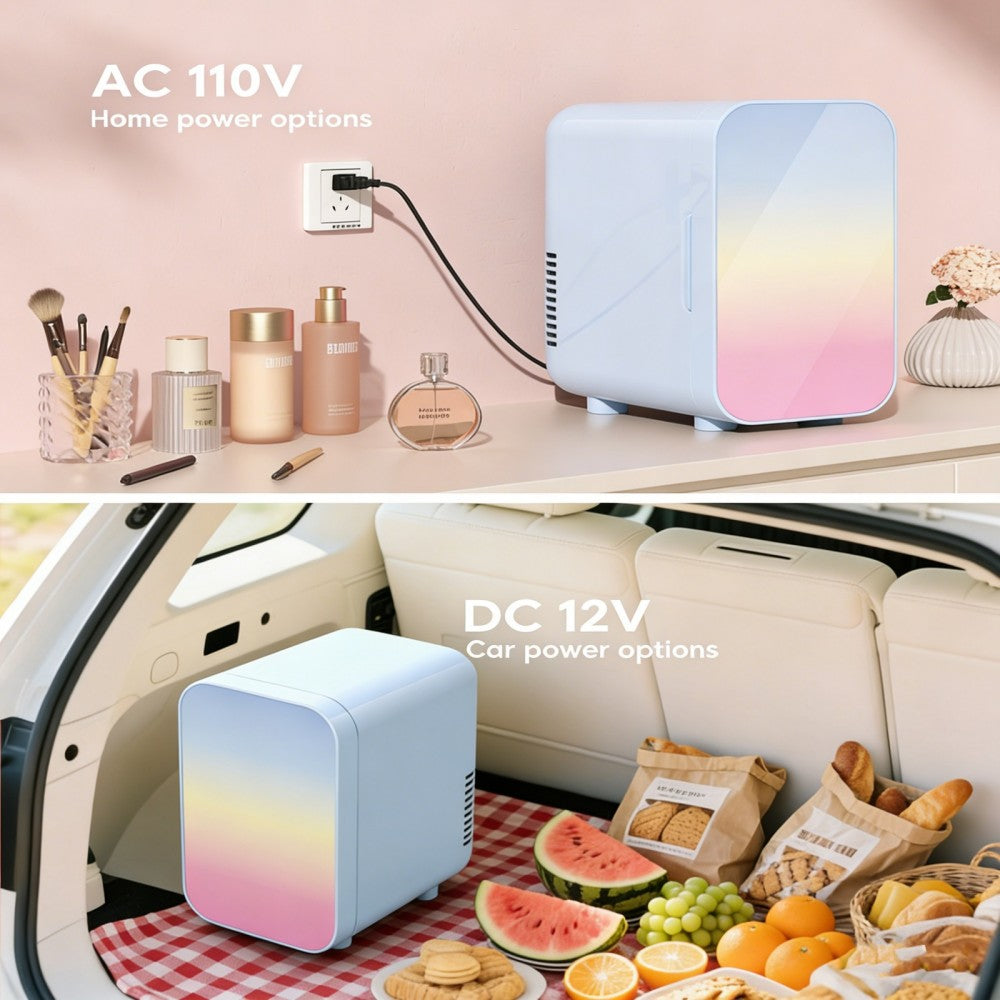 Morfone 6L Blue Mini Car Fridge with Cooling and Heating Function Dual Use for Home and Summer Camping