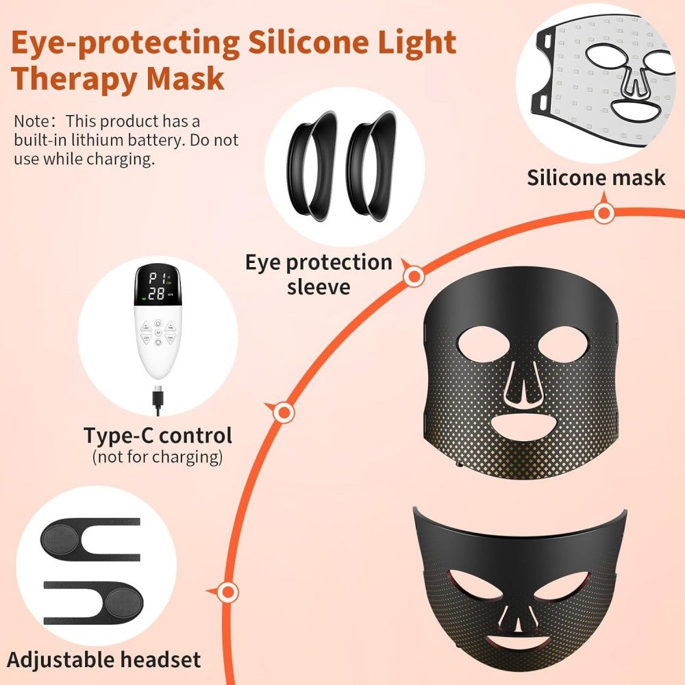 Morfone 72LED 660+850nm Red Light Therapy Mask With Timer Function For Home