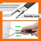 Aisutha Grill Basket, BBQ Grilling Basket for Outdoor Grill, Stainless Steel Large Folding Grilling baskets for Fish Vegetables,Chicken [Storage bag, Brush, Glove included], Perfect Gift for Man & Dad