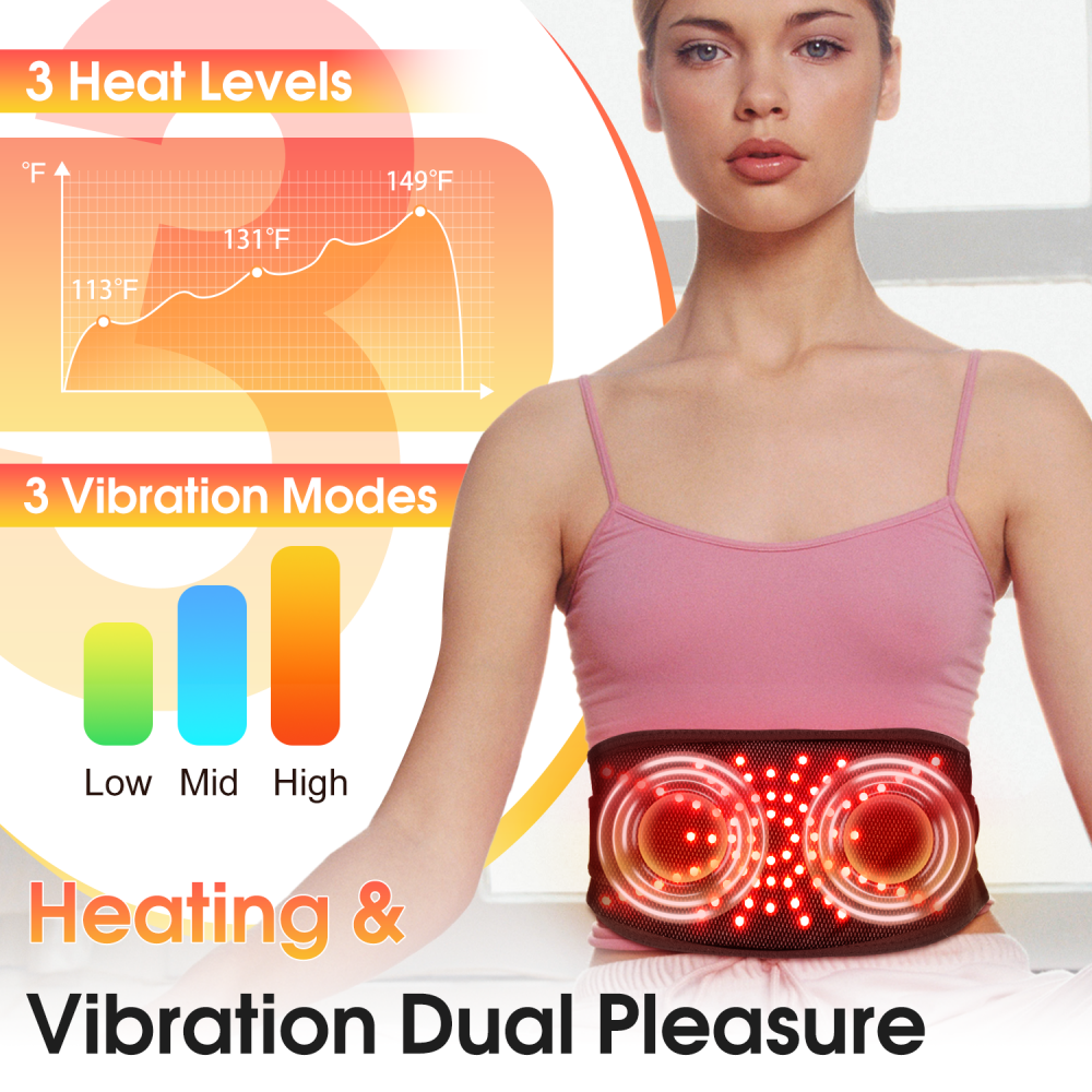 Morfone 102 Red LED Beads 3 Speed Heating and Vibration Wireless Heating Massage Pad