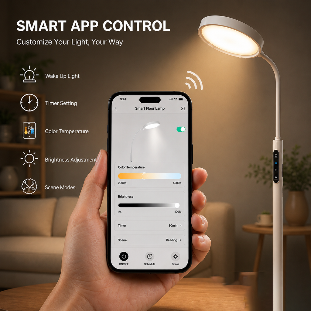 Morfone 10 Light Full Spectrum Therapy Lamp with APP Control High CRI LED Light Therapy Floor Lamp