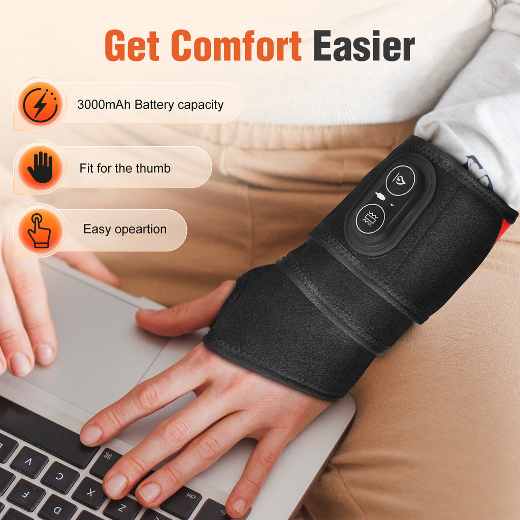 Morfone 36LED 660nm+850nm Red Light Therapy Wrist Wrap Cordless Heated Wrist Massager