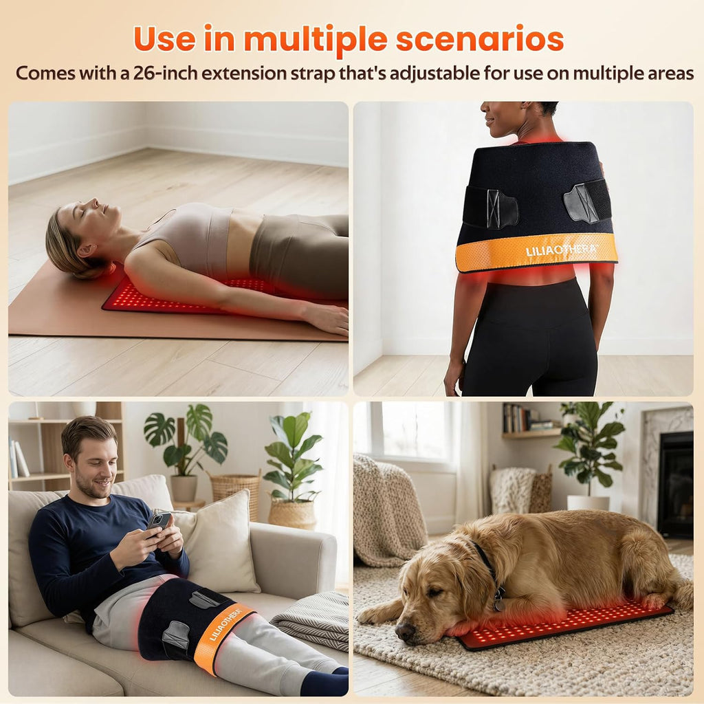 Morfone Red Light Pad for Body, 242 LEDs 24"x12" Large Red Light NIR Light Mat with 33W High Power, 660nm & 850nm Dual Wavelength, 4 Modes for Back