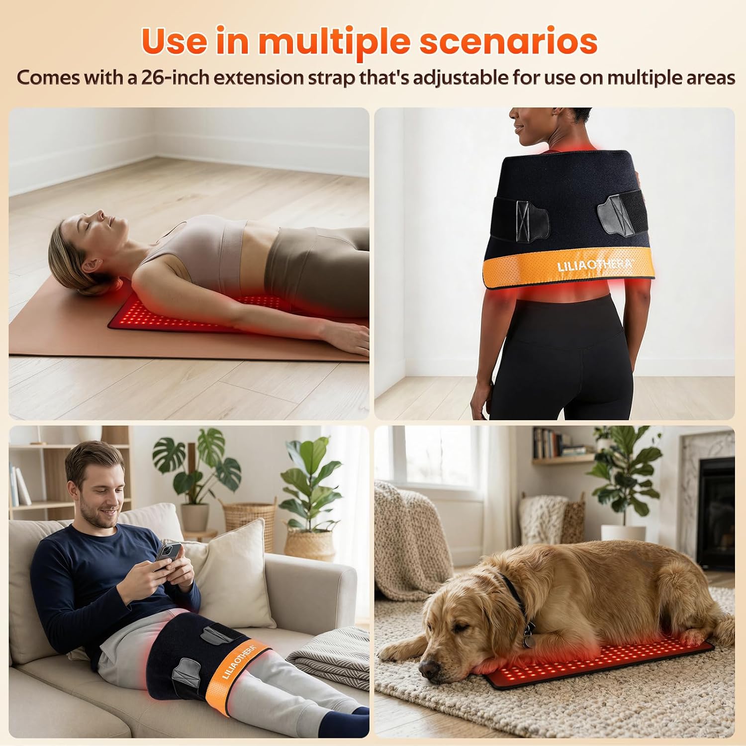 Morfone Red Light Pad for Body, 242 LEDs 24"x12" Large Red Light NIR Light Mat with 33W High Power, 660nm & 850nm Dual Wavelength, 4 Modes for Back