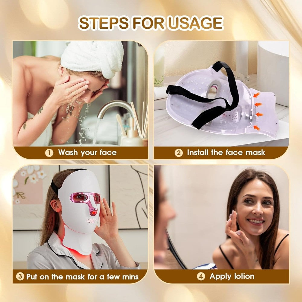 Morfone 7 Color LED Adjustable Brightness Wireless Charging Facial Light Therapy Mask White