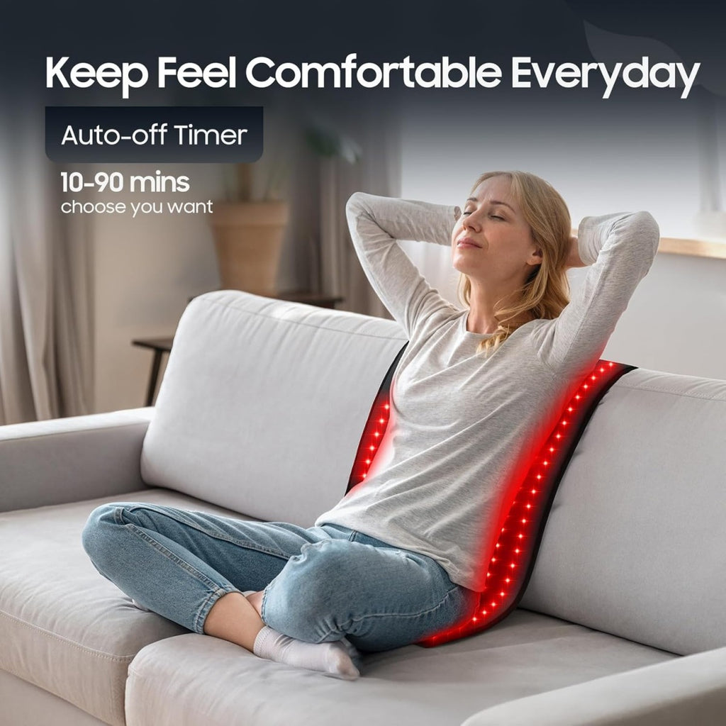 Morfone 660nm 850nm Red Light Therapy Mat Premium Leather Body Therapy Blanket Adjustable Timer
