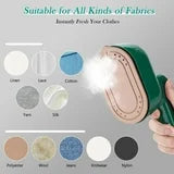 Portable Iron Steamer for Clothes, Compact Travel Size Mini Steamer,180° Foldable Small Iron, 970W Handheld Steamer Support Dry and Wet Ironing for Home Travel College (Green)