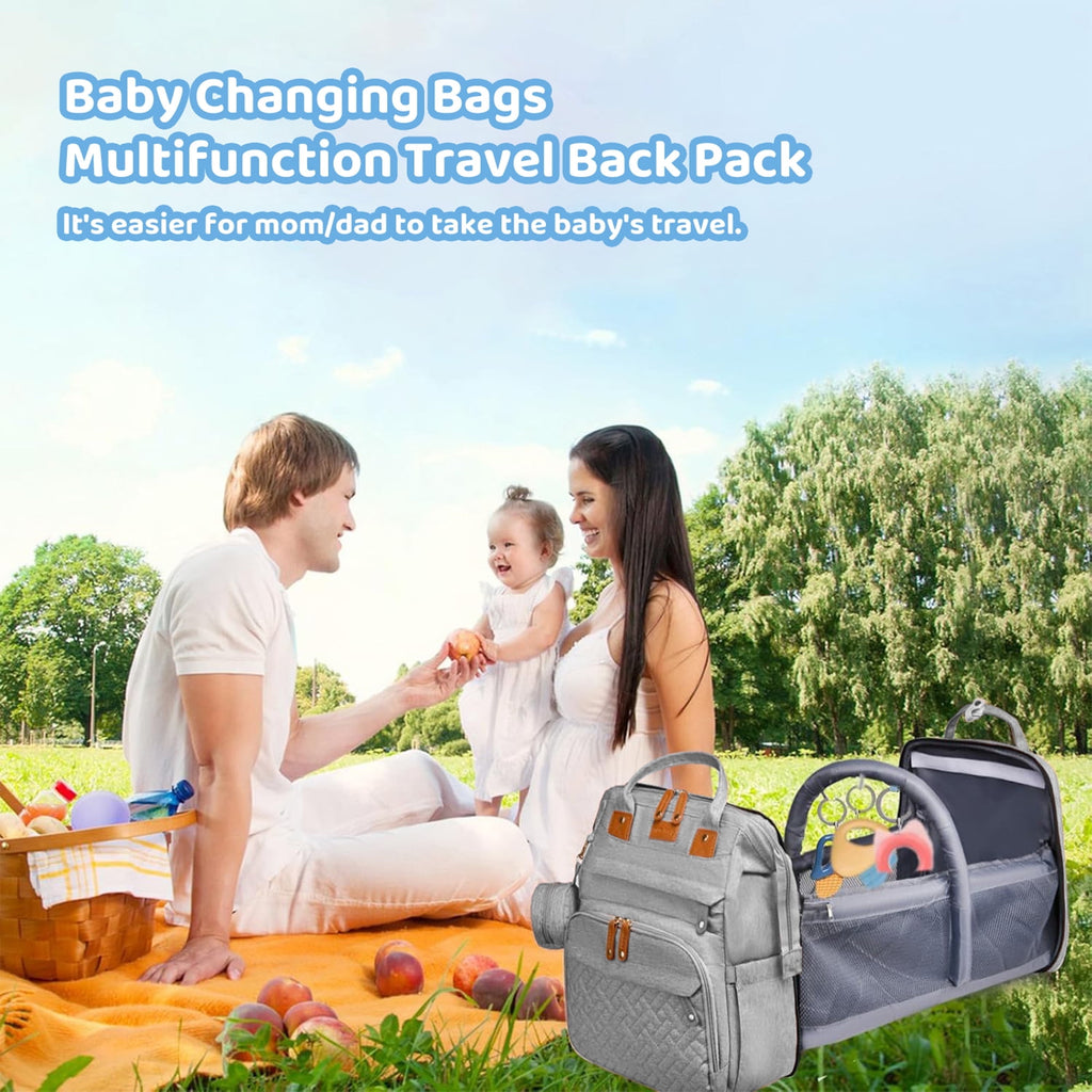 Morfone Baby Diaper Bag Backpack with Changing Station, Large Capacity Baby Bag, Waterproof Travel Backpack with USB Charging Port, Stroller Straps , Baby Shower Gifts