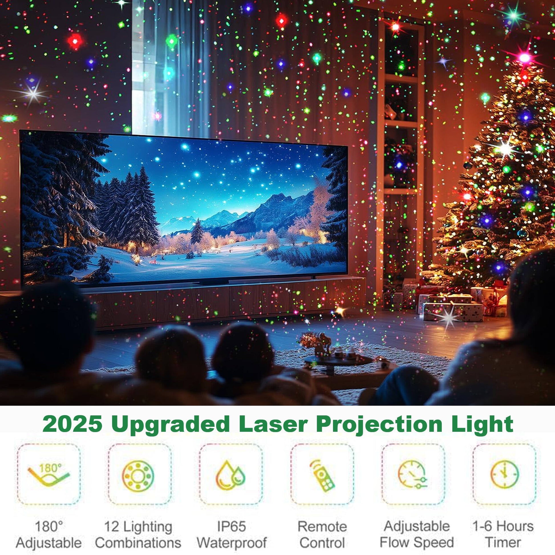 ACMETOP Laser Christmas Projector Lights Outdoor, RGB Firefly Laser Lights with Remote Control, Waterproof Christmas Decorations Outdoor Indoor for Wedding Halloween New Year Holiday Party