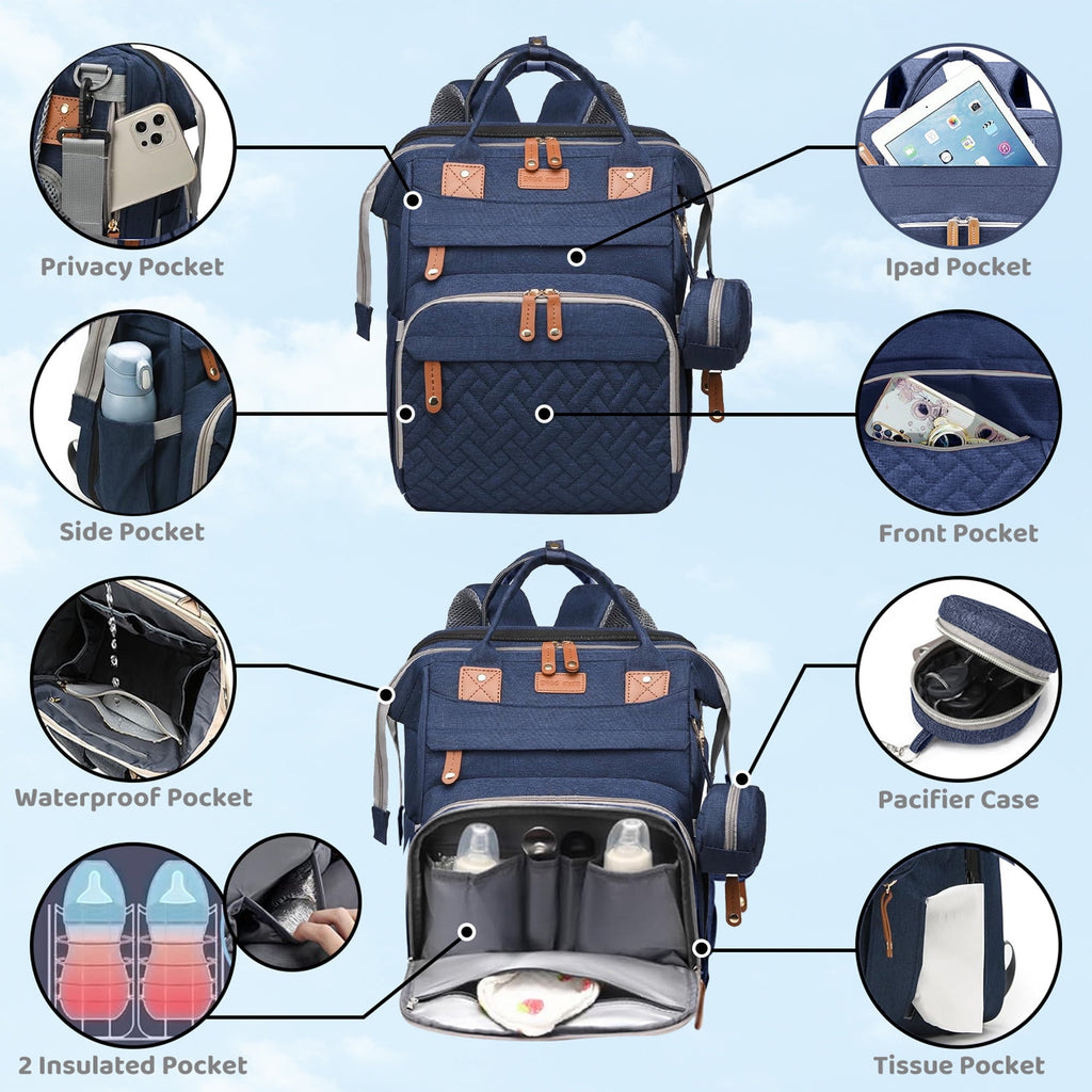 Morfone Baby Diaper Bag Backpack with Changing Station, Large Capacity Baby Bag, Waterproof Travel Backpack with USB Charging Port, Stroller Straps , Baby Shower Gifts