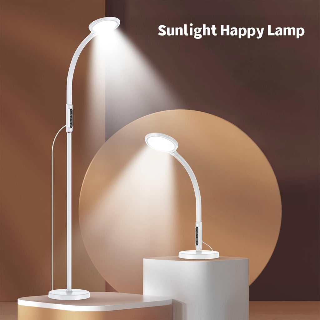 Morfone LED Full-Spectrum Happy Therapy Lamp. 10 adjustable brightness non-UV sunlight lamps, retractable floor-mounted phototherapy lamp