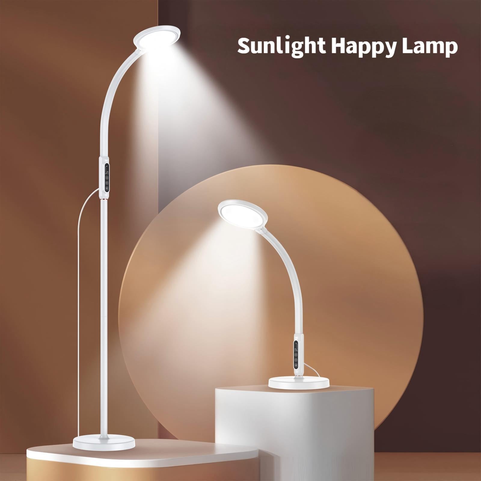 Morfone LED Full-Spectrum Happy Therapy Lamp. 10 adjustable brightness non-UV sunlight lamps, retractable floor-mounted phototherapy lamp
