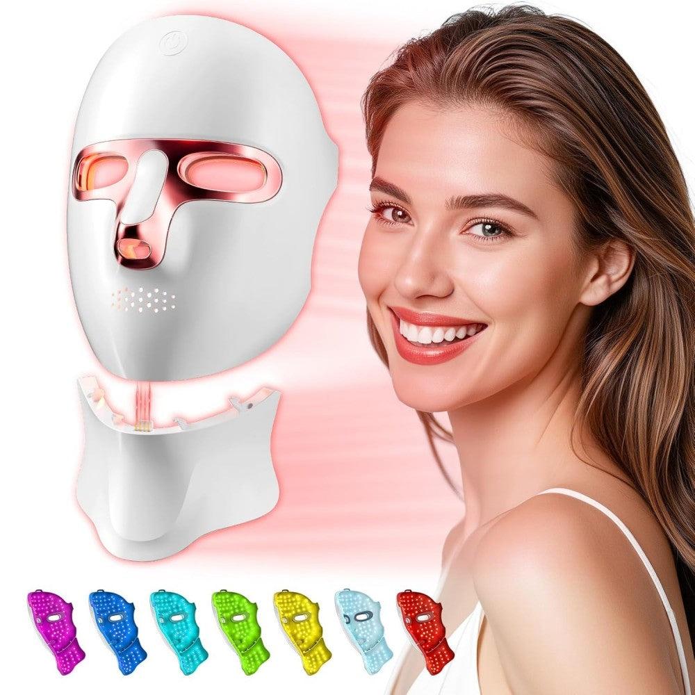 Morfone 7 Color LED Adjustable Brightness Wireless Charging Facial Light Therapy Mask White