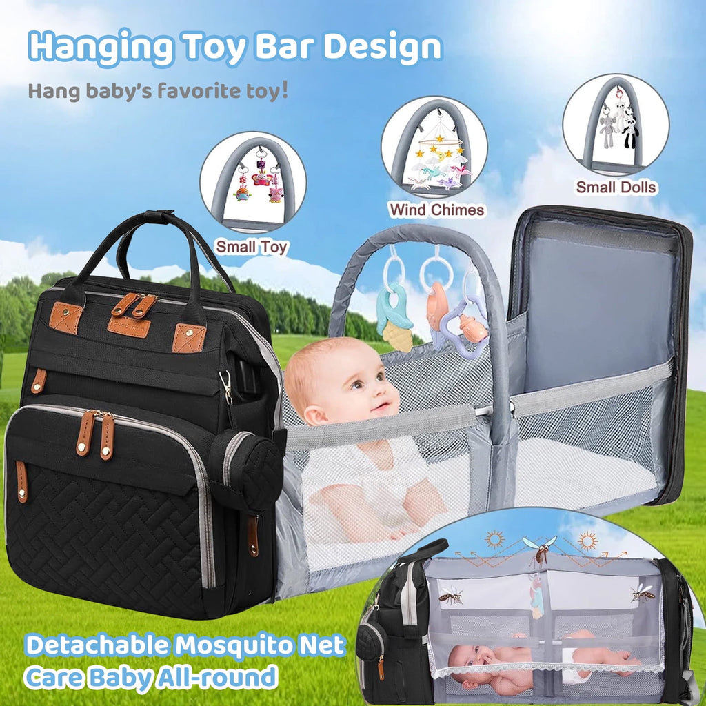 Morfone Baby Diaper Bag Backpack with Changing Station, Large Capacity Baby Bag, Waterproof Travel Backpack with USB Charging Port, Stroller Straps , Baby Shower Gifts