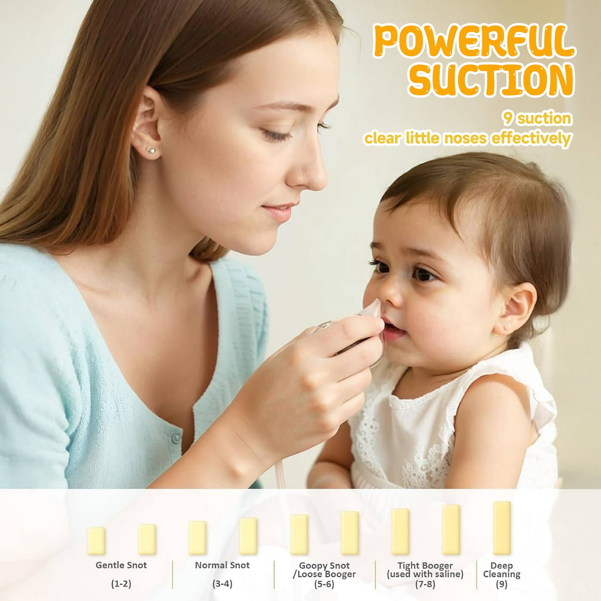 Morfone Nasal Aspirator for Baby, Hospital Grade Baby Nose Sucker with 9 Suction Levels, Music & Night Light Nose Suction for Infants Babies Toddler