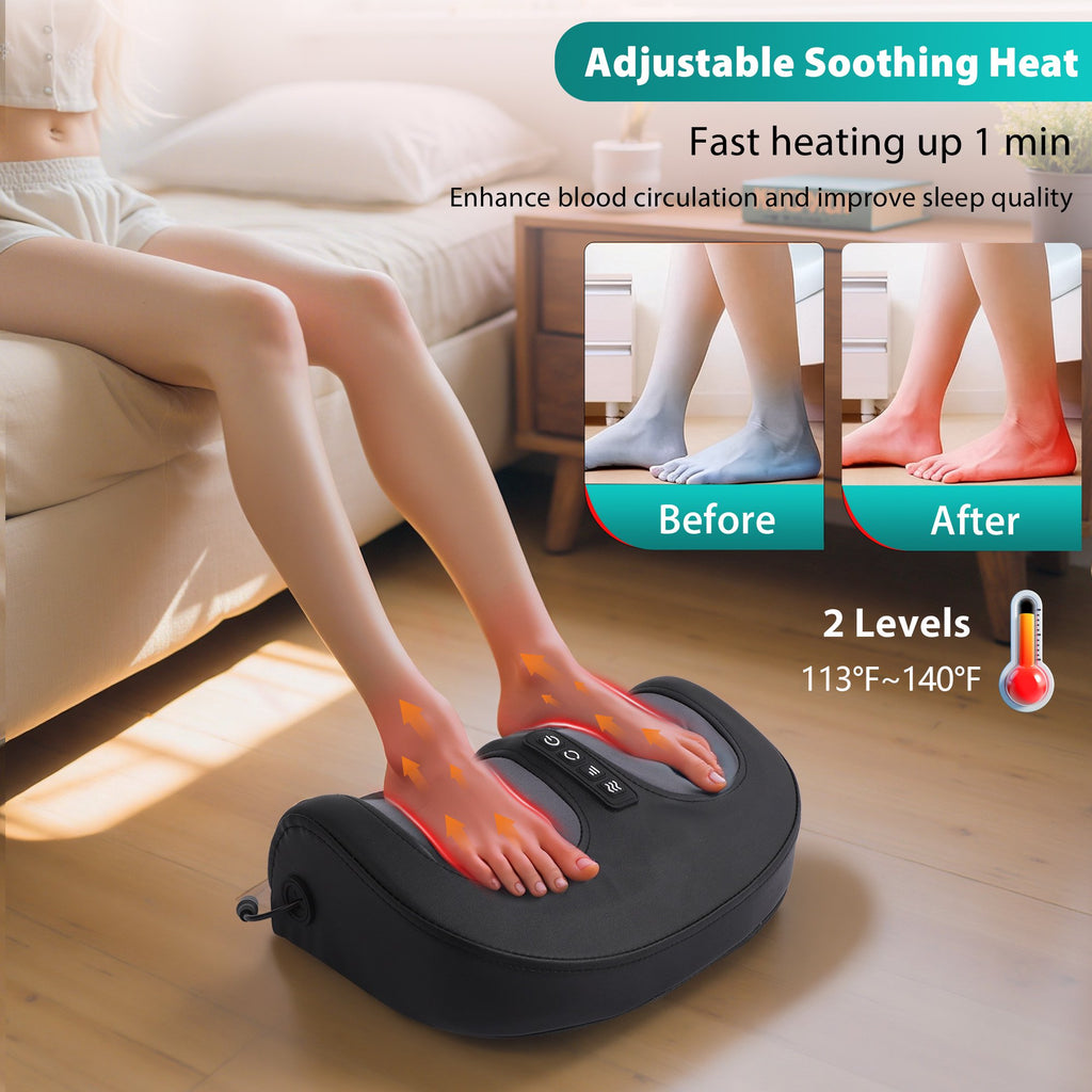 Morfone Shiatsu Foot Massager with Heat, Foot and Calf Massager with Roller, Deep Massage for Relaxation, Gifts for Women & Men, Black