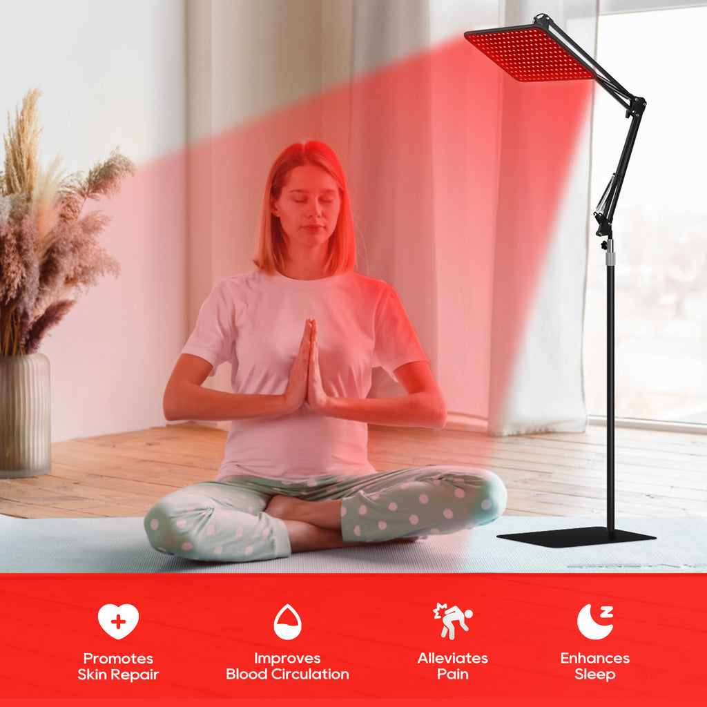 Morfone 200 Three Wavelength(660nm, 850nm, 940nm) Red Light Therapy Lamp with Large Panel and Adjustable Stand Includes Safety Goggles