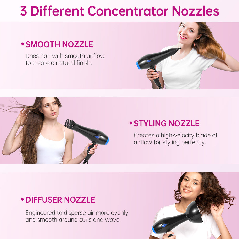 Morfone 12-piece multi-functional hair dryer set, capable of quickly drying hair - compact and portable, suitable for the whole family - gift set