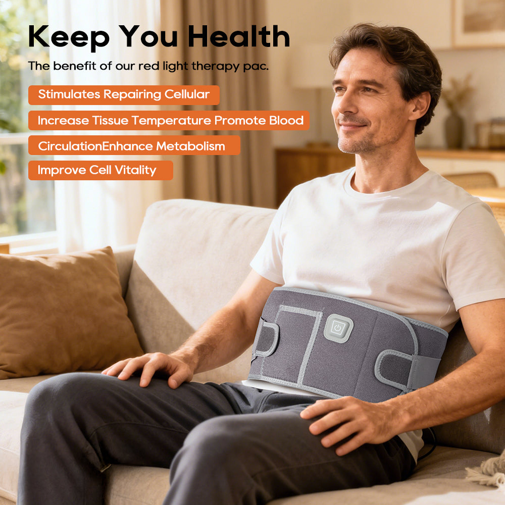 Morfone 660nm Infrared LED Therapy Heating Belt - Suitable for use on the back, knees, waist, and other areas