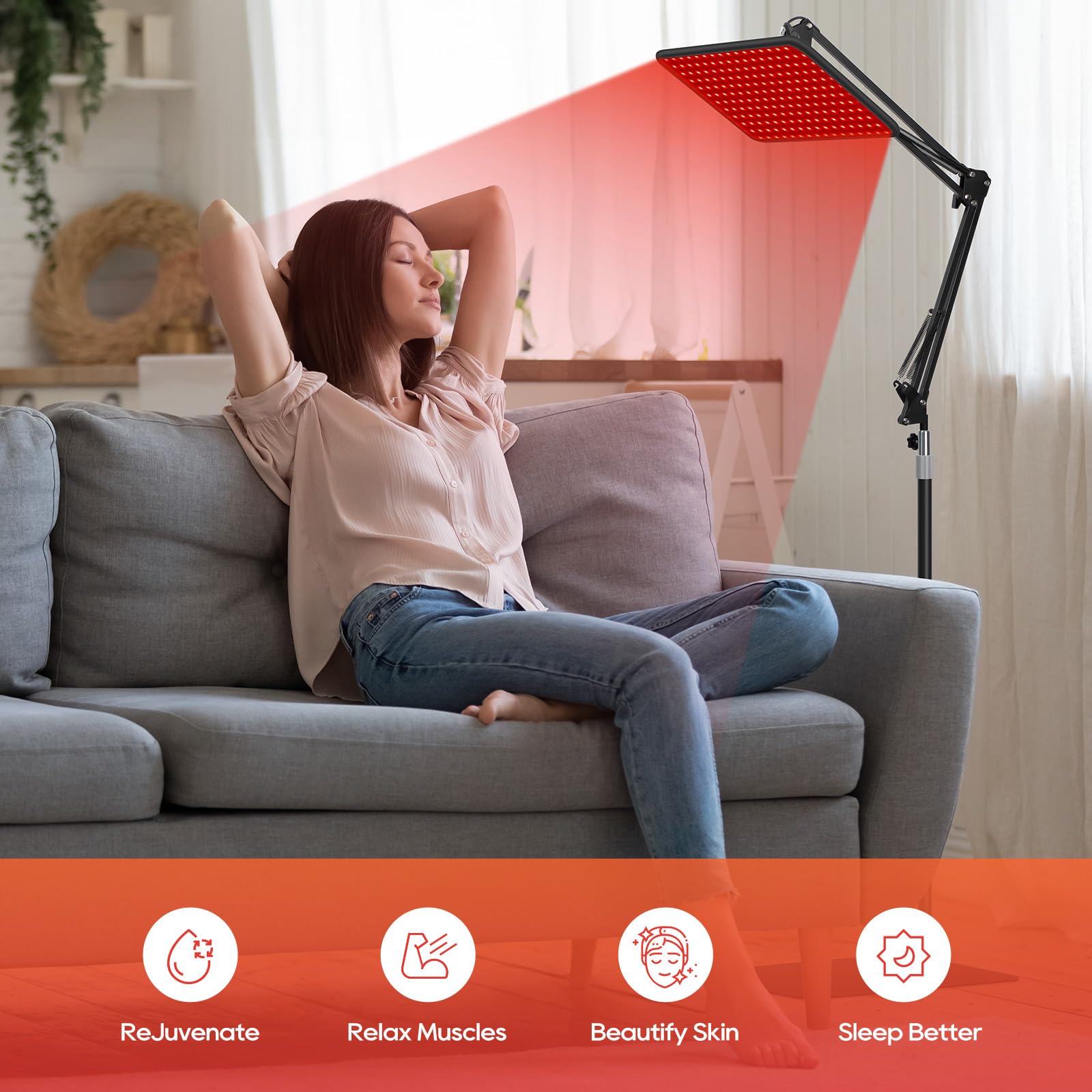 Morfone 120 or 200 light bulbs infrared red light therapy device, suitable for body and face. Suitable for home use, it is the best gift choice