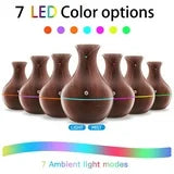 Anoak Colorful Mini Humidifier, Flower Shape Humidifier Desktop Cool Humidifier 7 colors,Super Quiet for Car, Office Room, Bedroom,etc. (Dark wood)