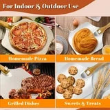 Pizza Peel Aluminum Pizza Spatula, Mooues 12 inch Metal Pizza Paddle(12"x 14")with Rocker Cutter Foldable Wood Handle, [Storage bag included], for Family Pizza Oven Baking Pizza, Dough, Bread & Pastry