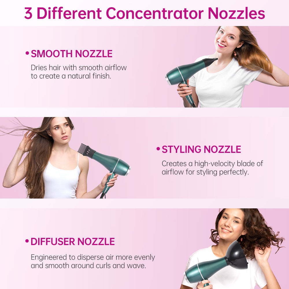 Morfone 12pcs-in-1 Hair Drying Set - Hair Dryer. Quickly dries hair - Compact and portable, suitable for the whole family - Gift set
