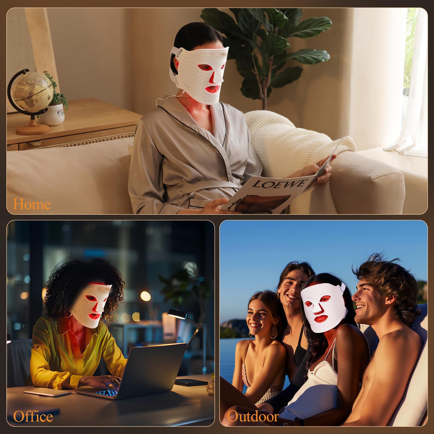 Morfone Red Light Mask for Face and Neck, 8 Colors LED Face Mask, 6-in-1 Red Light Mask Skin Care Device for Home & Travel