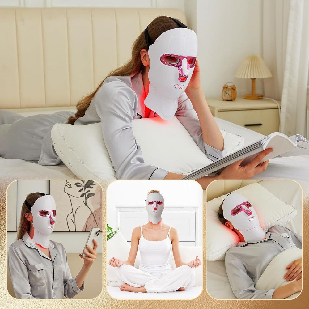 Morfone 7 Color LED Adjustable Brightness Wireless Charging Facial Light Therapy Mask White