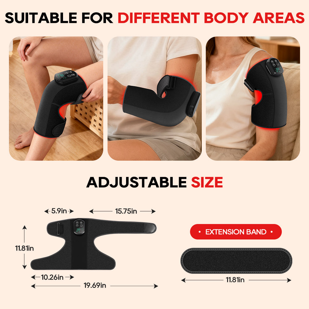 Morfone 3000mAh 660nm 850nm Infrared Red Light Therapy Device Knee Therapy Wrap 3 Vibration Modes & 4 Heating Levels